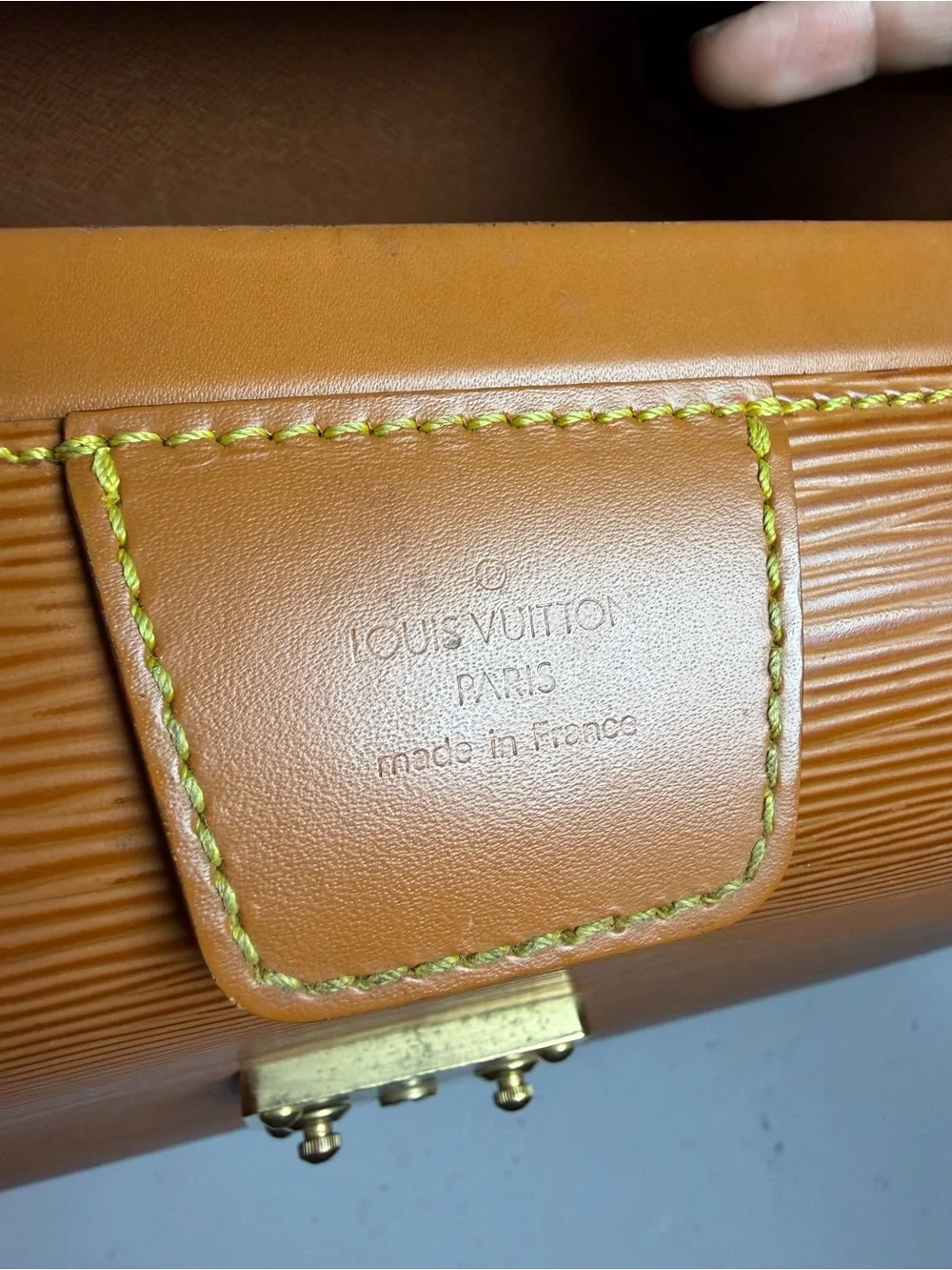 Louis Vuitton Epi Serviette Fermoir Cognac Brown Leather Business Briefcase